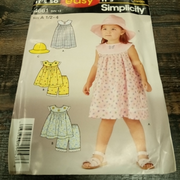 Simplicity Sewing Pattern 4661 Toddler Girl's Dress Top Panties Hat Size 1/2-4 - Picture 1 of 1